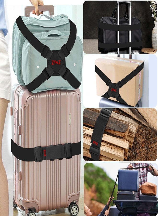 ZINZ 2-Pack Elastic Luggage Straps with Suitcase Bungee, Adjustable Bag Belt Travel Accessories -Black/Red - Image 5